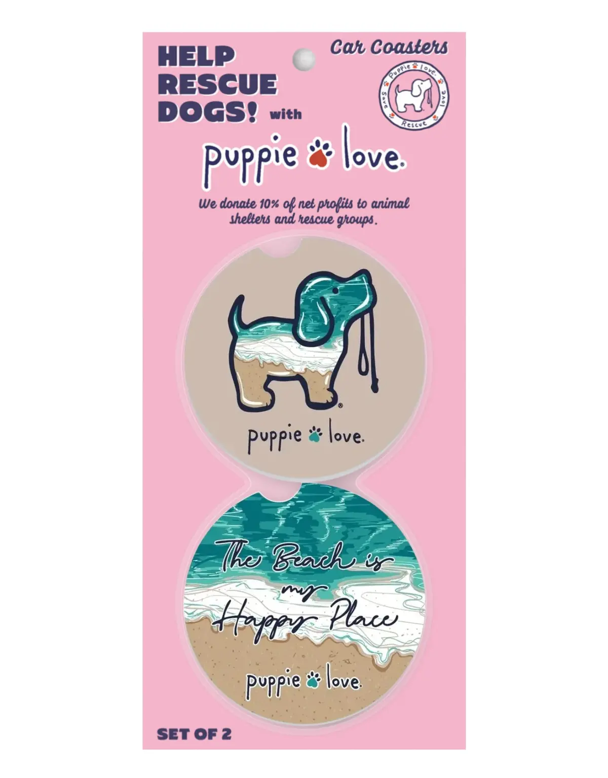 Beach Is My Happy Place Pup Car Coaster 1