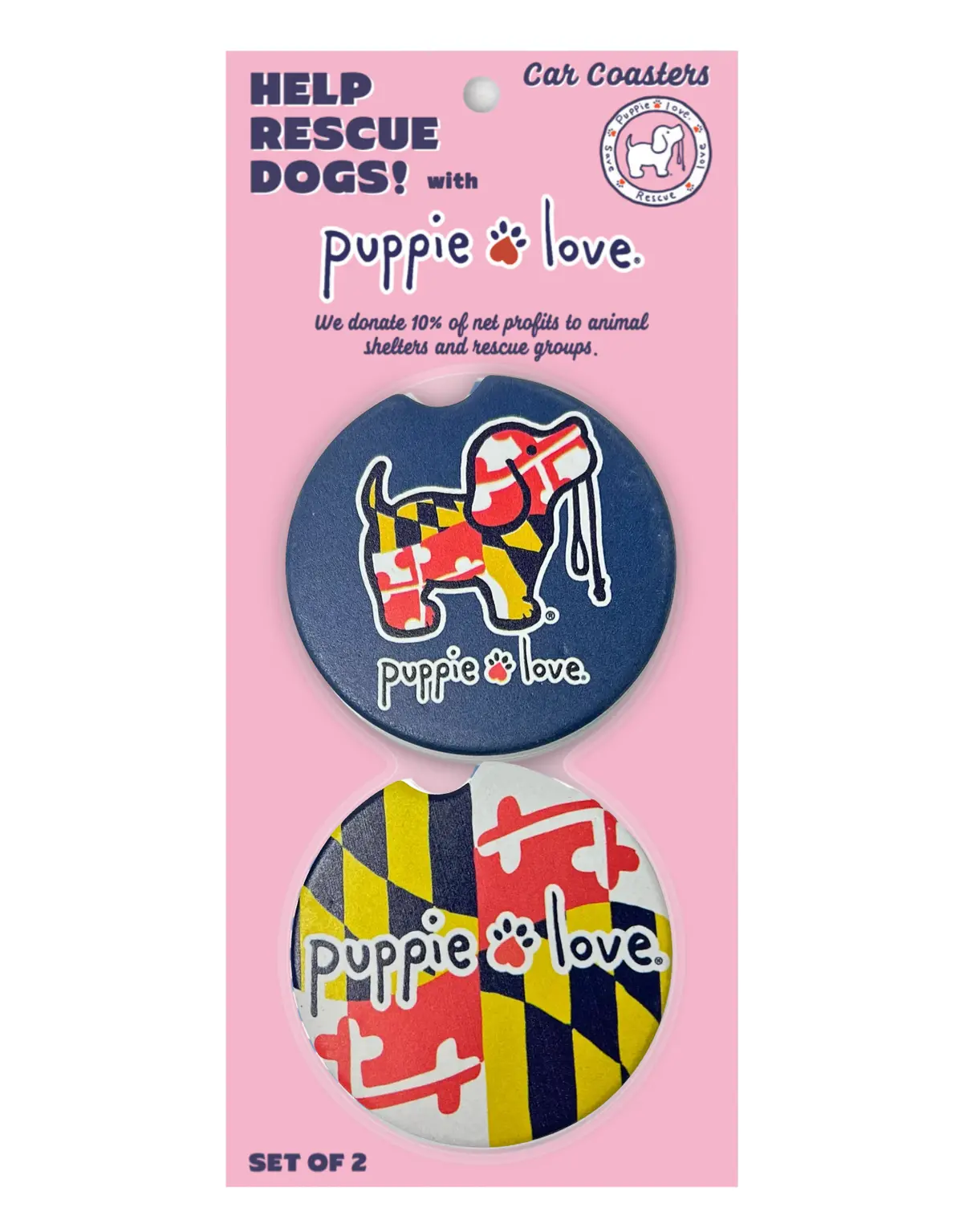 Maryland Flag Pup Car Coaster 1
