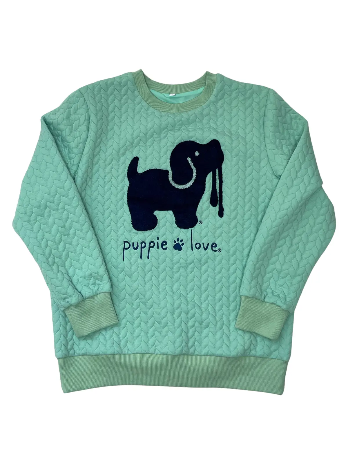 Chenille Embroidered Sweater, Celadon 1