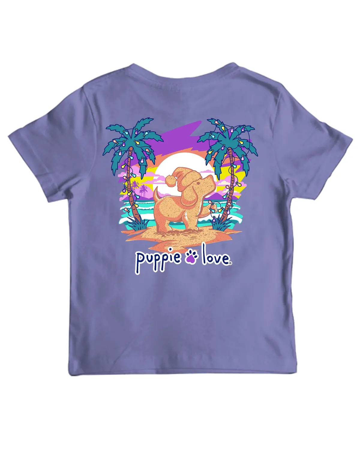 Christmas Palm Sunset Pup, Youth Ss 1