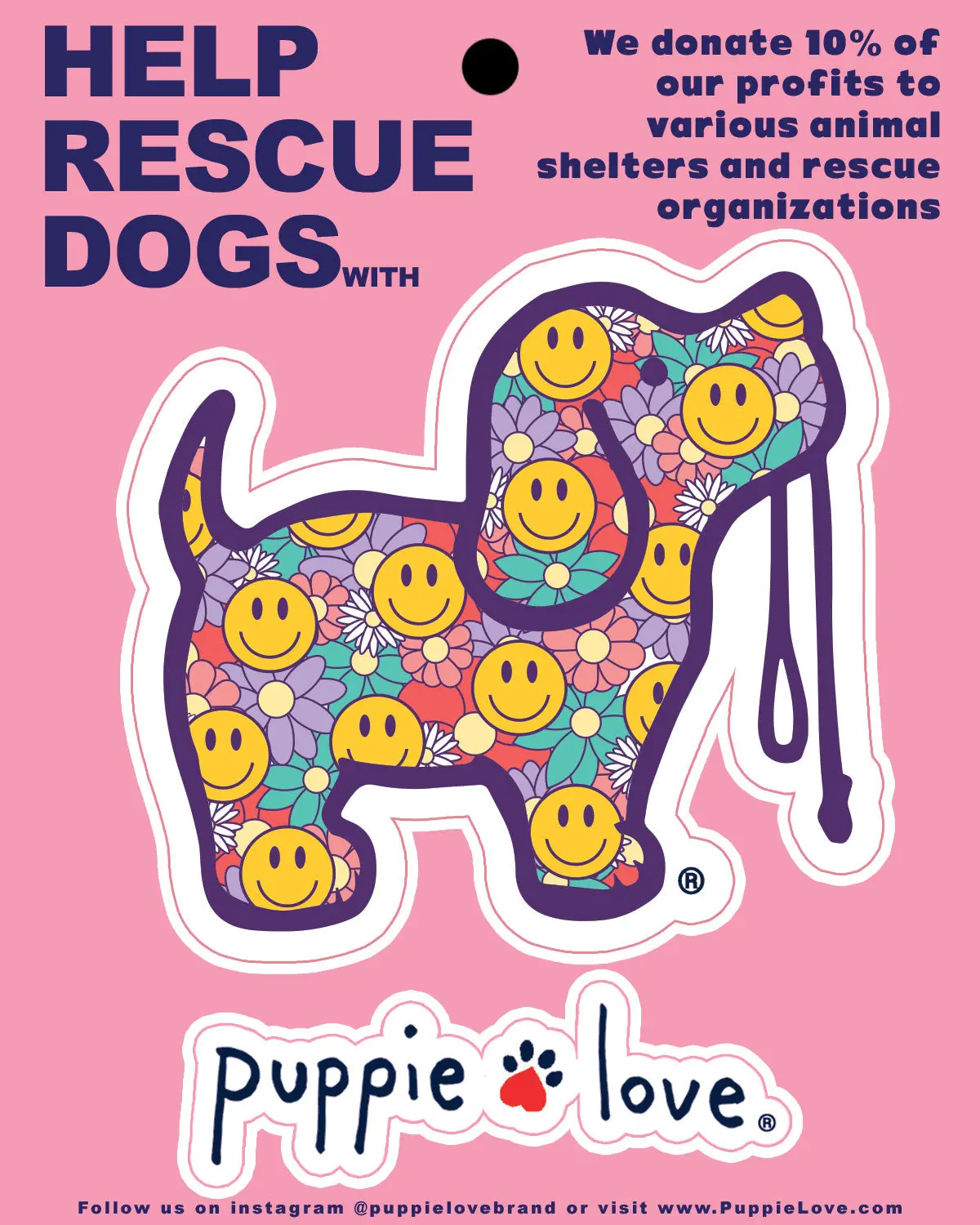 Smiley Flowers Pup Decal 1