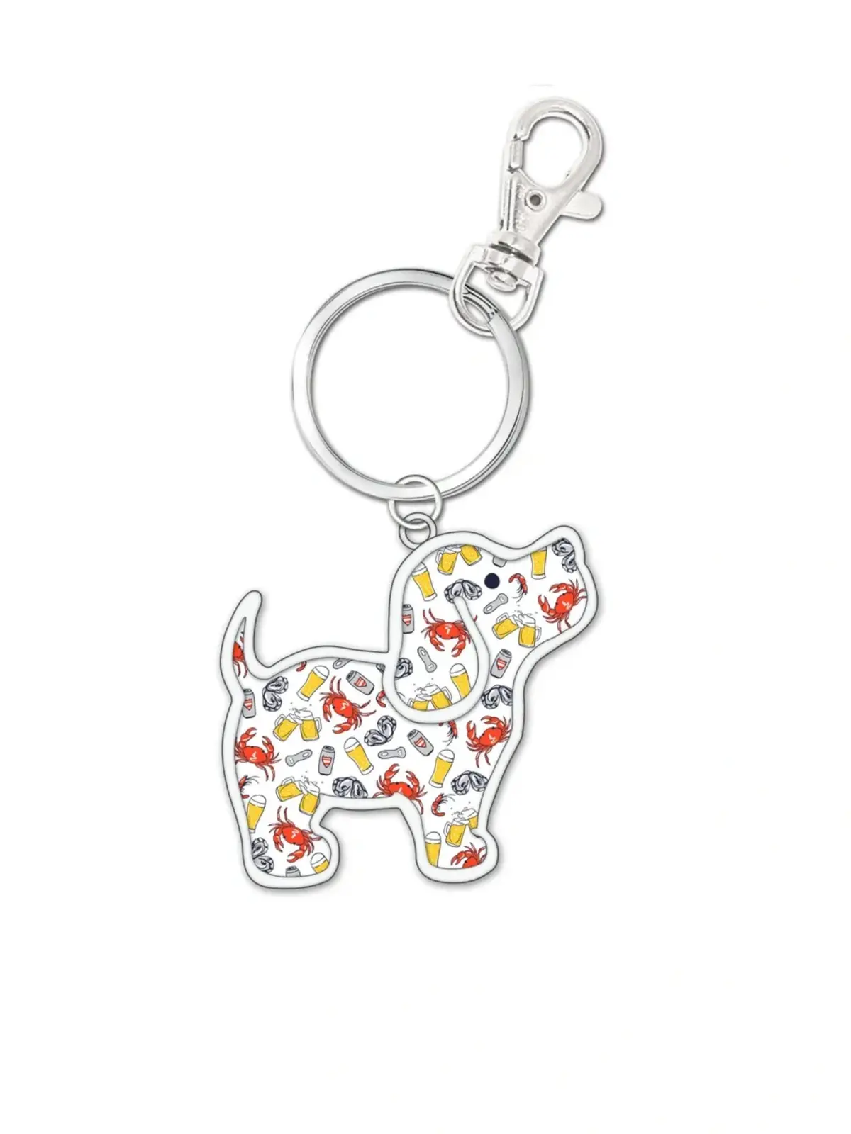 Crabs And Beer Pattern Pup Key Ring 1