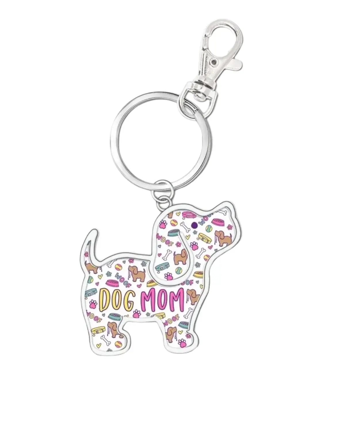Dog Mom Pattern Pup Key Ring 1
