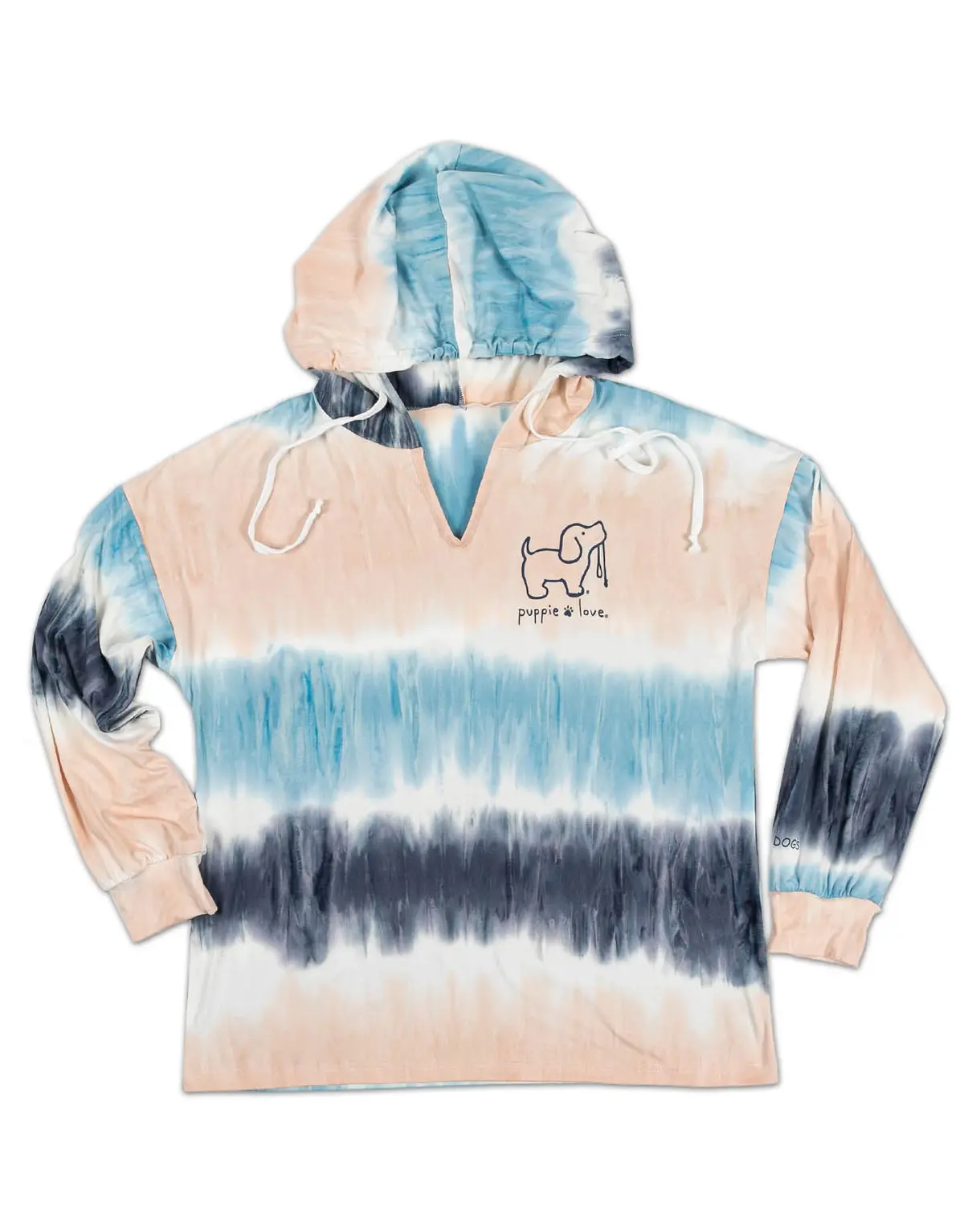 Peach/Blue Striped Tie Dye Lounge Hoodie 1