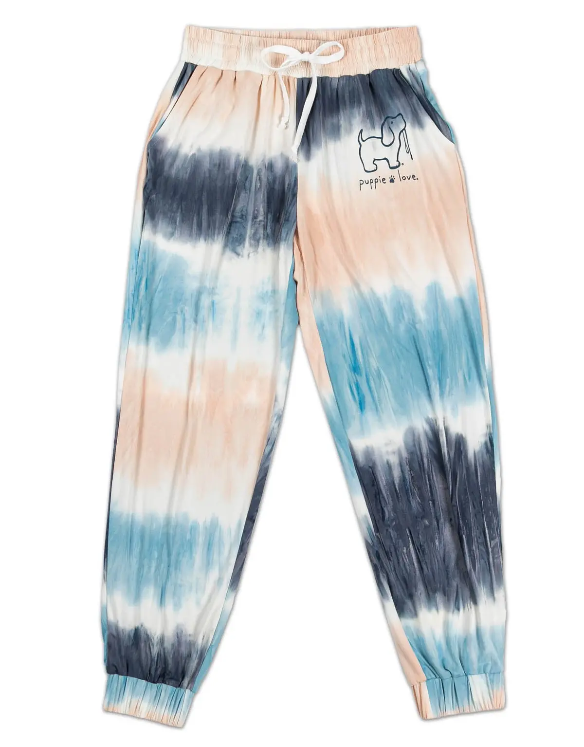 Peach/Blue Striped Tie Dye Lounge Pants 1