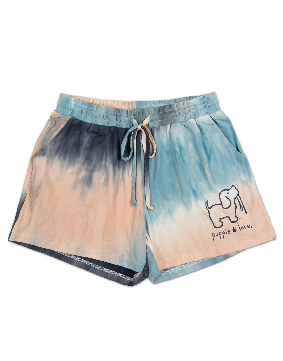 Peach/Blue Striped Tie Dye Lounge Shorts 1