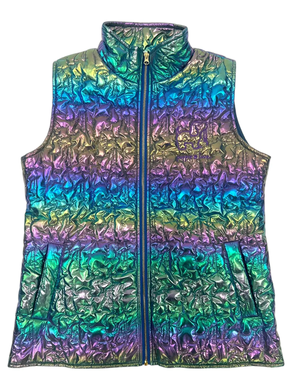 Metallic Quilted Vest, Iridescent 1