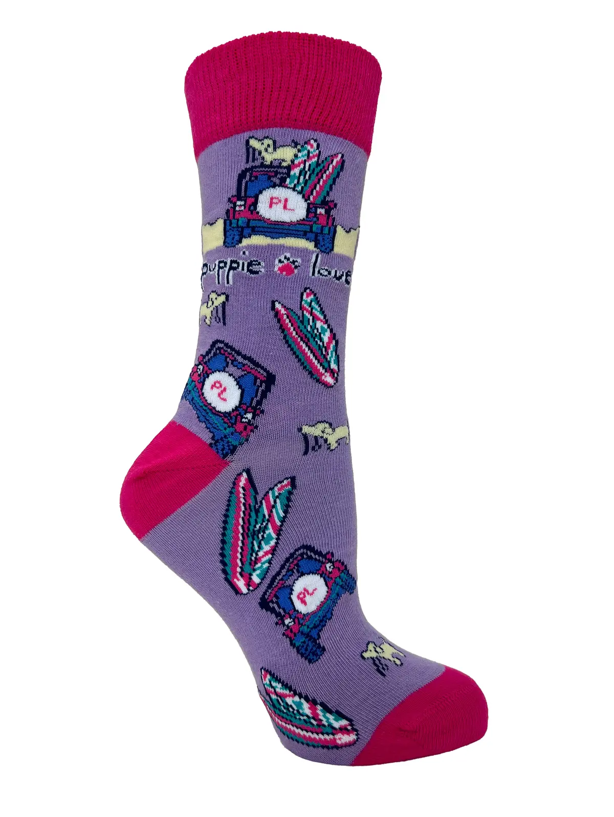 Adult Crew Sock, Beach Bum Pup 1
