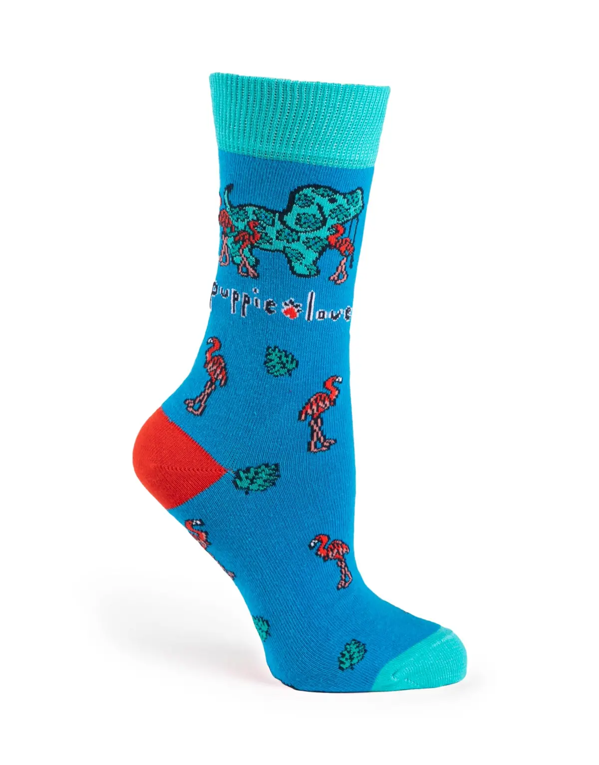 Adult Crew Sock, Flamingo Palm Pup 1