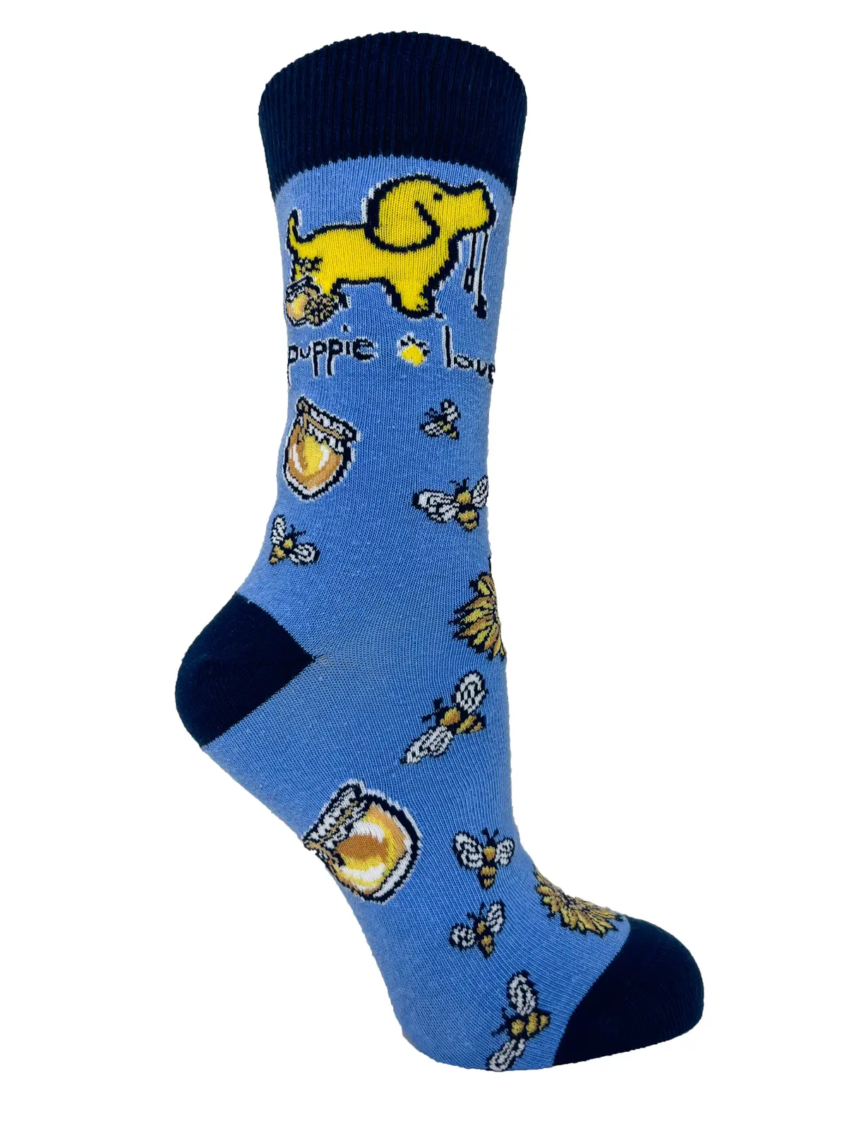 Adult Crew Sock, Honey Bee Pup 1