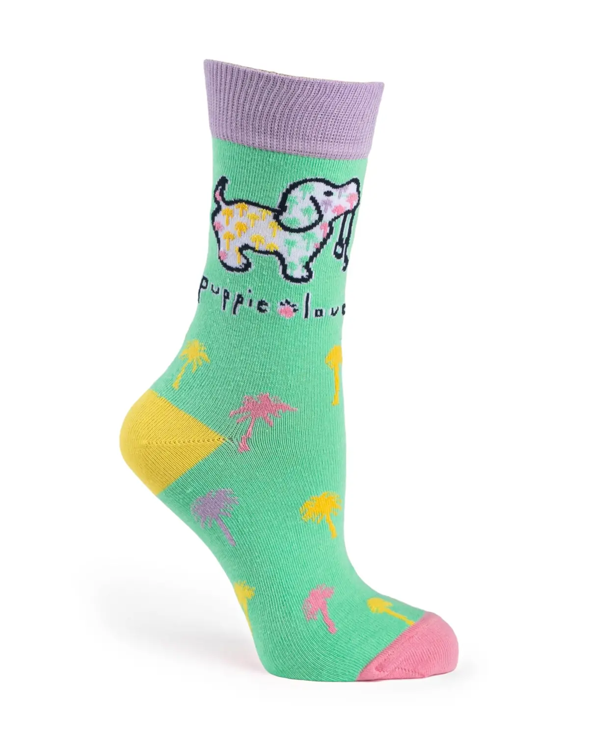 Adult Crew Sock, Rainbow Palm Trees Pup 1