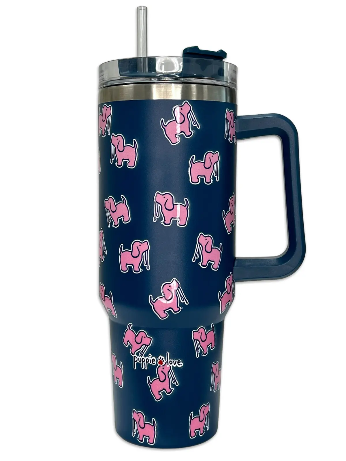 40Oz Stainless Steel Logo Tumbler, Navy 1