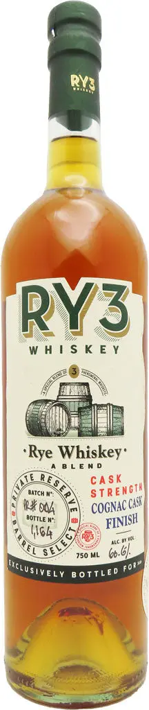 Ry3 Mission Exclusive Private Barrel Cask Strength Cognac Cask Finish Rye Whiskey 750Ml 1