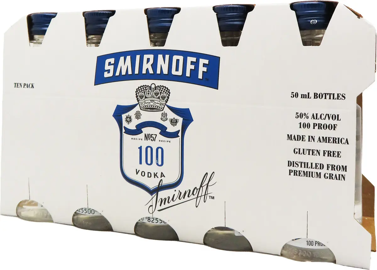 Smirnoff Vodka 100 Proof 50Ml 10Pk 1