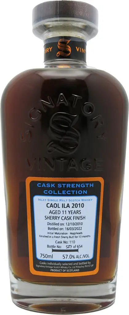 Signatory Caol Ila 2010 11 Year Old Sherry Cask Finish Single Malt Whisky 750Ml 1