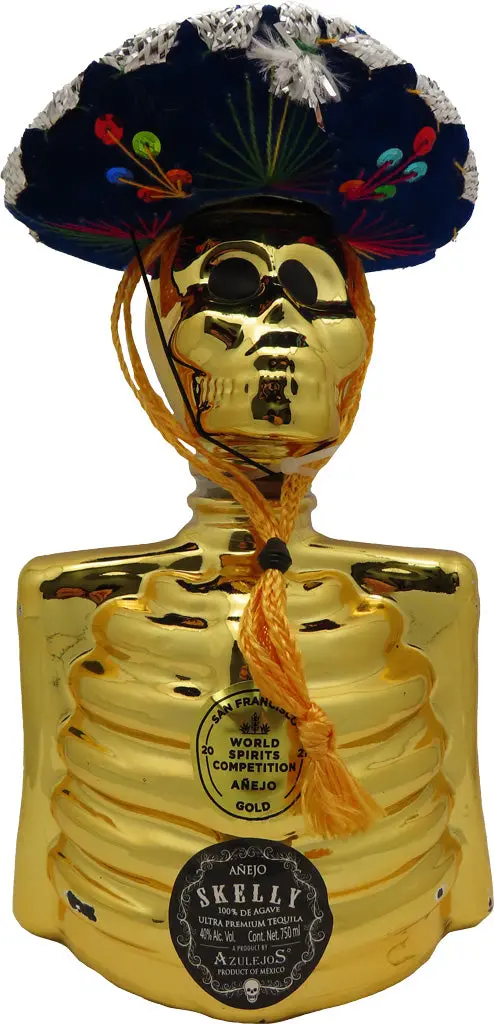 Skelly Anejo Gold Ceramic Tequila 750Ml 1