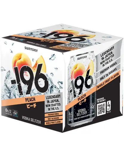 Suntory -196 Peach Vodka Seltzer 4Pk Cans 1