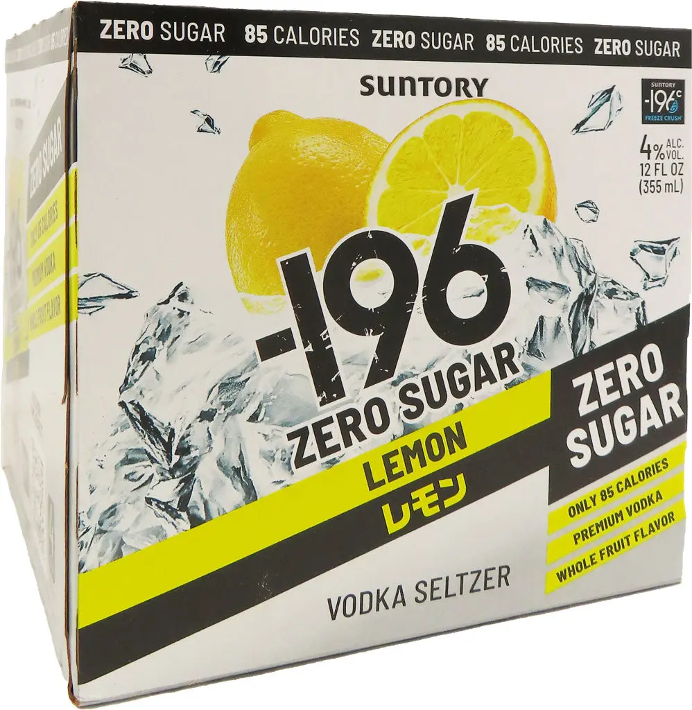 Suntory -196 Zero Sugar Lemon Vodka Seltzer 4Pk Cans 1