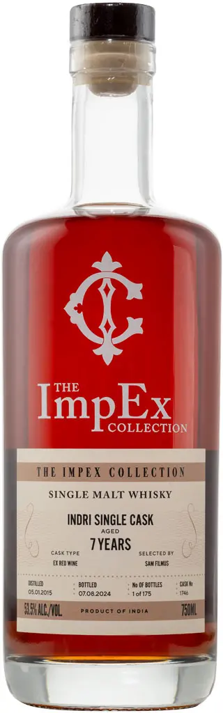 The Impex Collection Indri Single Cask Distillery 2015 7 Year Old Single Malt Whisky 750Ml 1