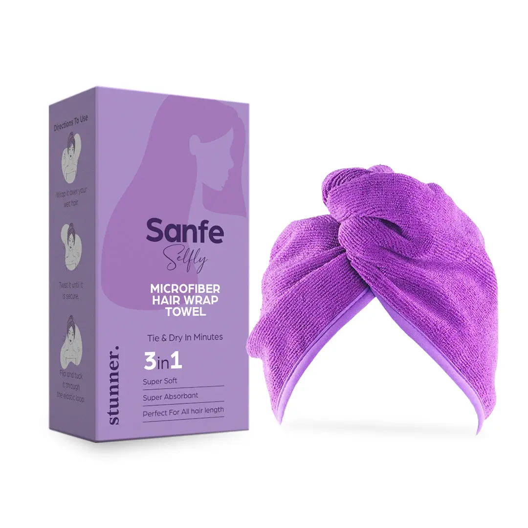 Sanfe Selfly Microfiber Hair Wrap Towel For Lockin In Moisture For Healthier, Shinnier & Smoother Hair 1