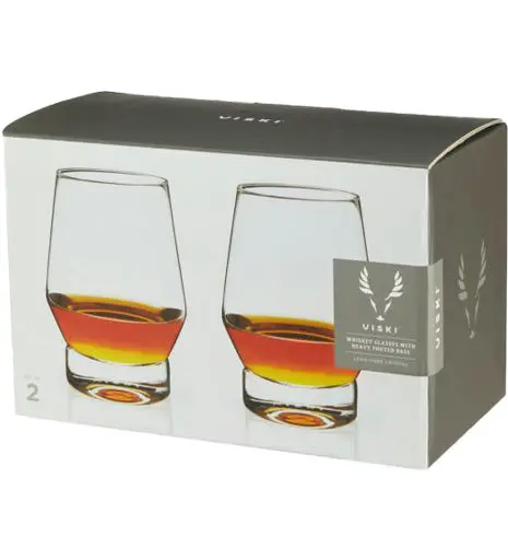 Viski Whiskey Glass Heavy Footed Base 2Pk 1