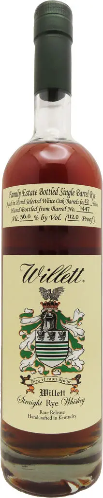 Willett Family Estate Rye Whiskey 12 Year Old #1447 112 Proof 750Ml 1