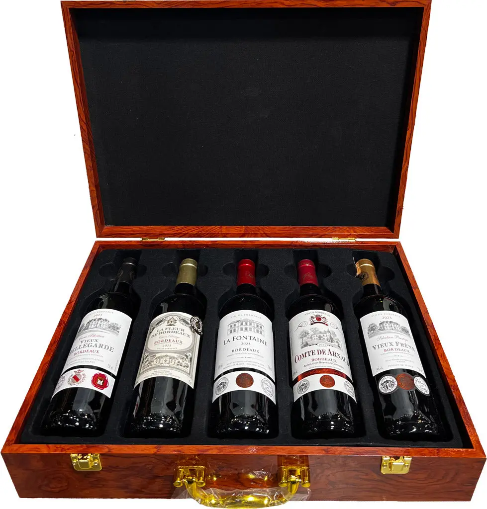 World Wine Selection Wood Case French Red 5Pk 1