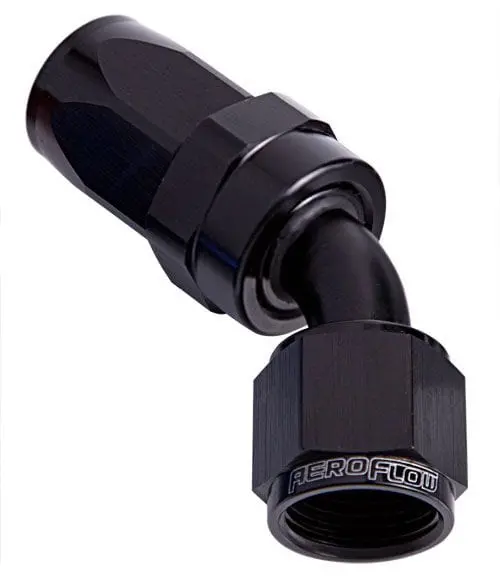 45° Swivel -4An Hose End – Tapered, Black-Anodized, For Tight-Fit Fluid Routing 1