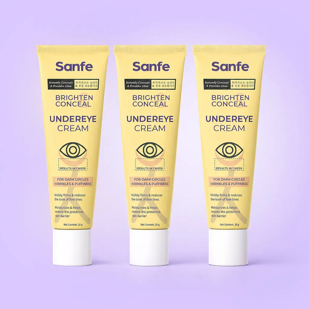 Sanfe Brighten & Conceal Undereye Cream | For Dark Circles, Wrinkles & Puffiness - 20G (Pack Of 3) 1