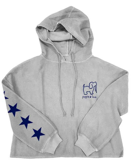 Starry Corduroy Cropped Hoodie, Pearl Grey 1