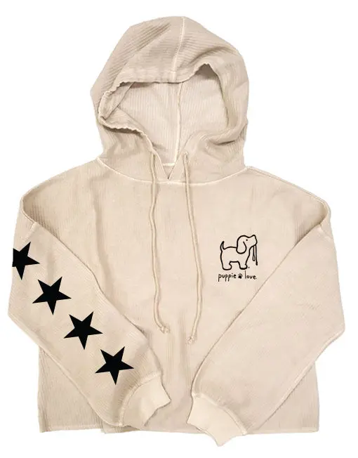 Starry Corduroy Cropped Hoodie, Oatmeal 1