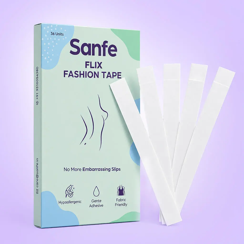 Sanfe Flix Fashion Tape | Fabric Tape & Body Tape | 36 Piece Double Sided Fashion Tape, Backless Support, Fabric Friendly Adhesive 1