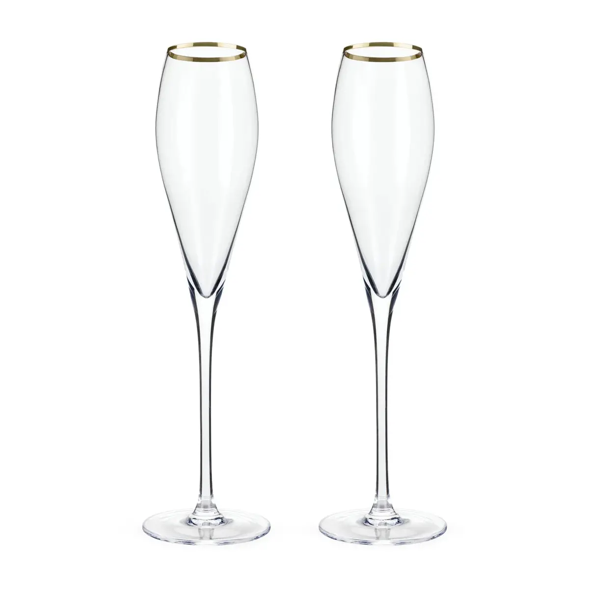Viski Gold-Rimmed Crystal Champagne Flutes 1