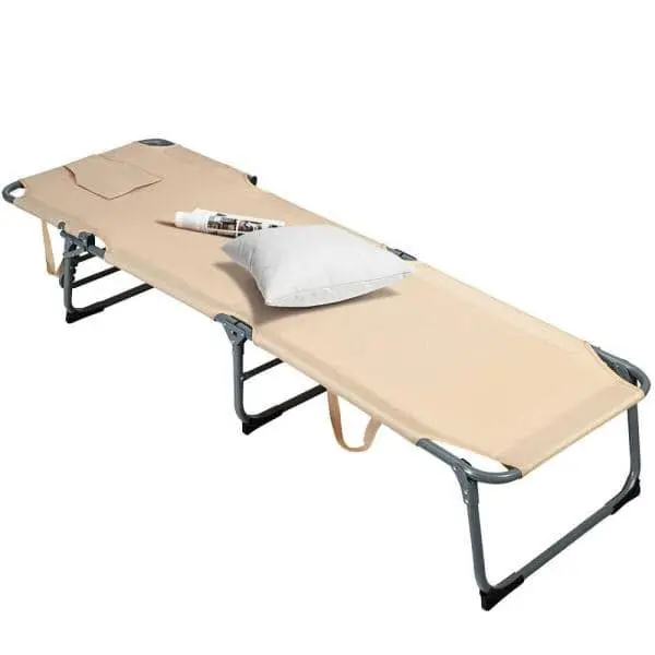 Metal Outdoor Folding Chaise Lounge With Pillow 1
