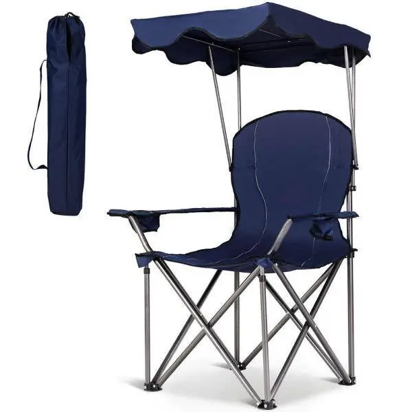Blue Portable Folding Beach Canopy Chair 1
