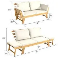 Acacia Wood Patio Daybed Convertible Sofa/Bed 1
