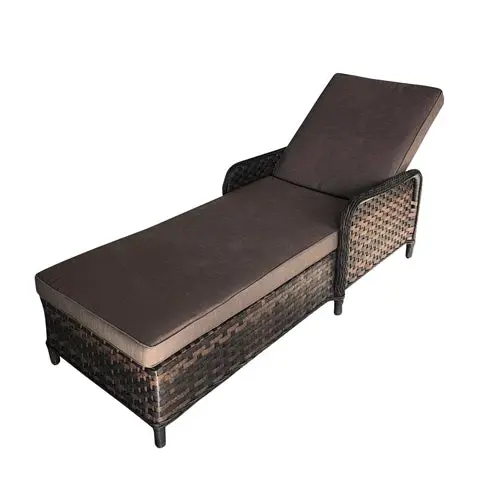 Brown Rattan Sun Lounger 1