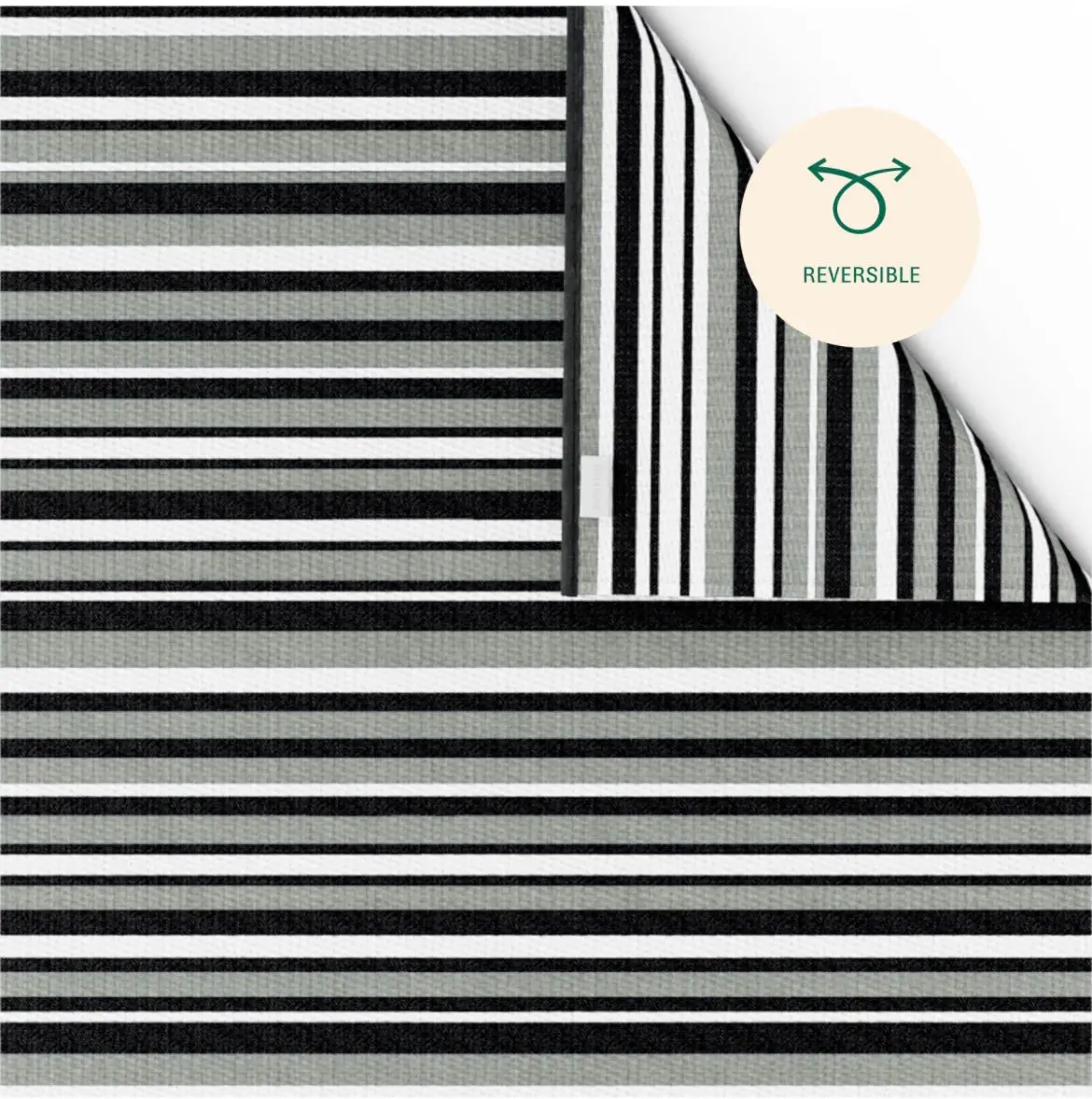 Trava Home Indoor/Outdoor Rug Black - Gray Stripe, 6' X 9' 1