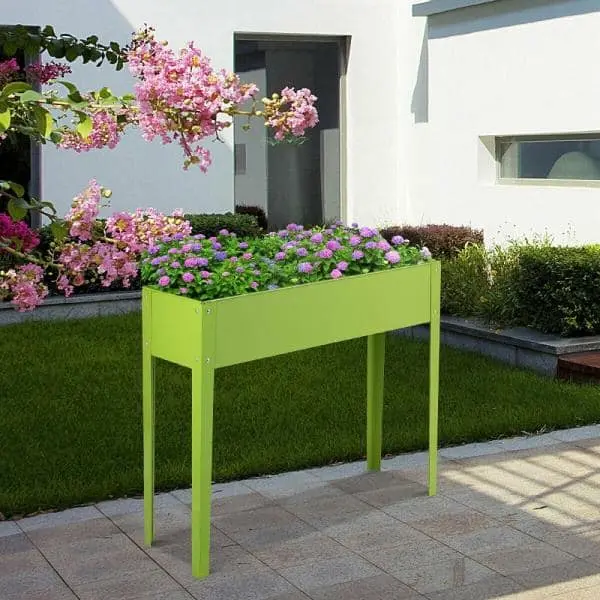Green Steel Rectangular Raised Bed Elevated Bed 1