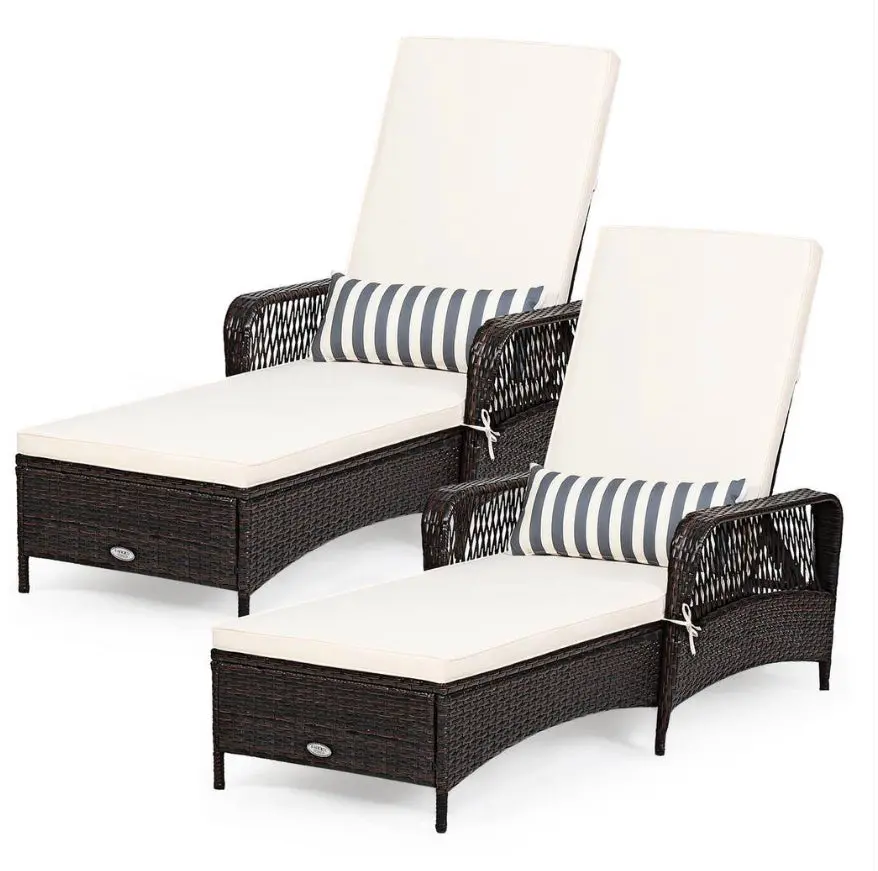 2 Piece Wicker Outdoor Chaise Lounge Set 1