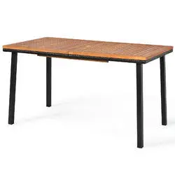 55" Patio Rattan Dining Table Umbrella Hole 1