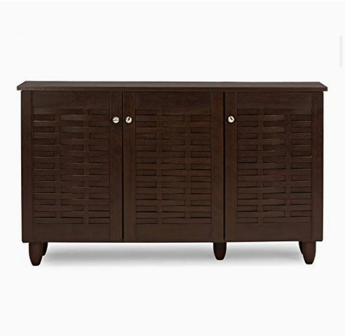 3-Door Dark Brown Wooden Entryway Shoes Storage Cabinet 1