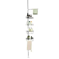 4-Tier Tension Shower Corner Stainless Steel 1