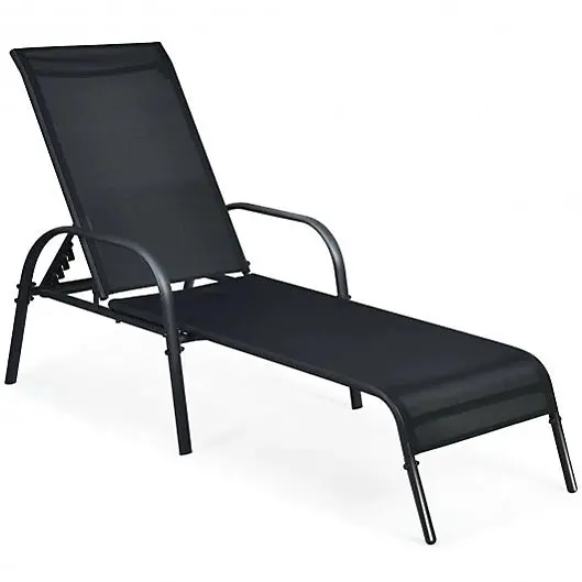 Patio Folding Lounge Chair With Backrest-Black 1