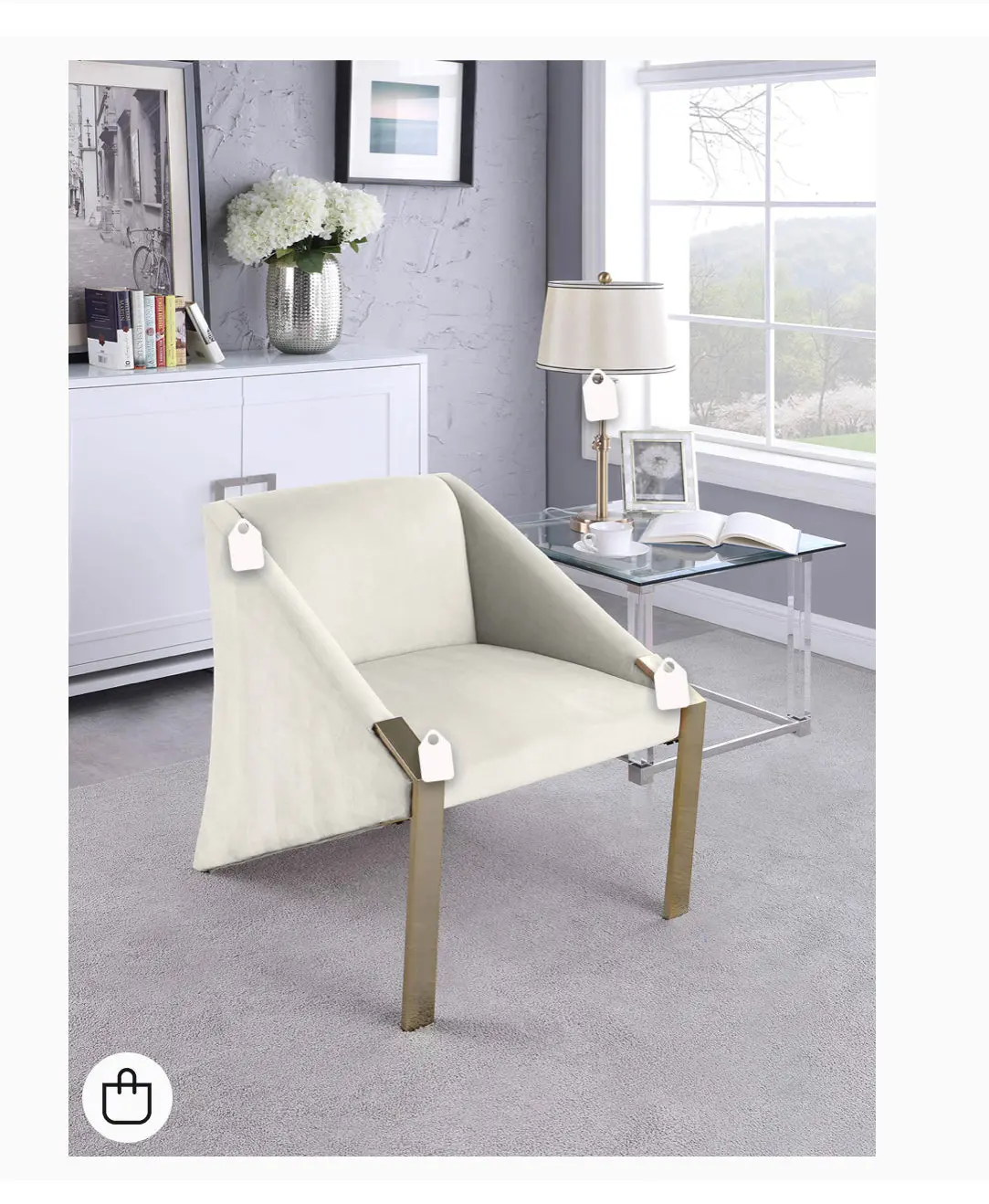 Cream And Gold Accent Chair 1