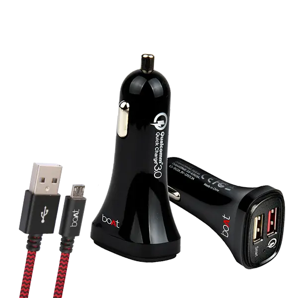 Boat Dual Port Rapid Car Charger (Qualcomm Certified) With Micro-Usb Cable 1