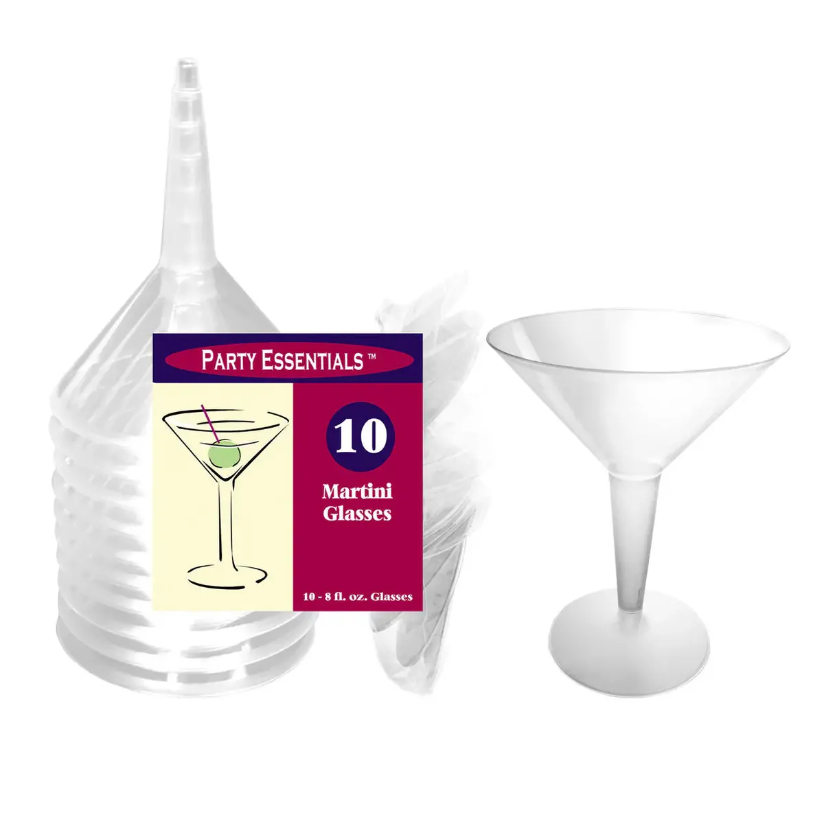 Party Essentials 8Oz Clear Martini Plastic Glasses 10Pk 1