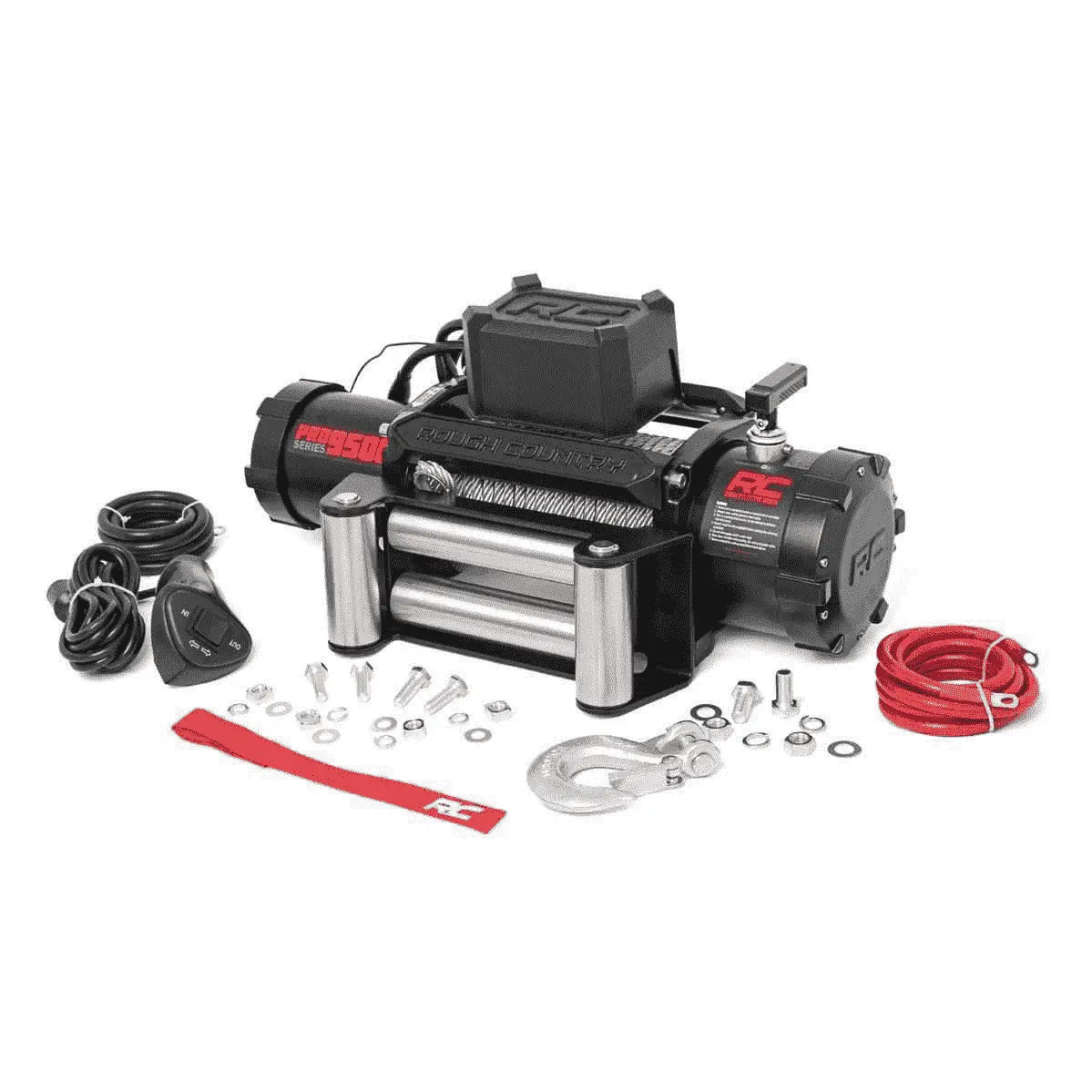 Rough Country Pro Series 9500Lb Electric Winch | Steel | Synthetic Rope 1