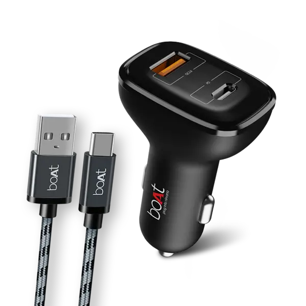 Boat Dual Qc-Pd Port Rapid Car Charger With Type C Cable 1