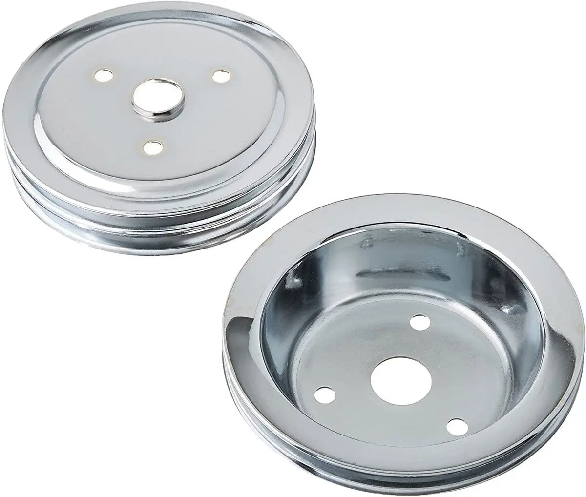 Triple-Groove Chrome Crank Pulley – 7.3" Diameter, 1.75" Bolt Circle, Serpentine Ready 1